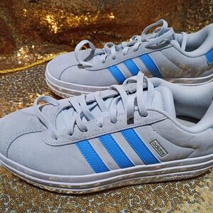 Adidas Men's Sneakers in Light Gray and Bright Blue Men's 5/ Women's 6.5
